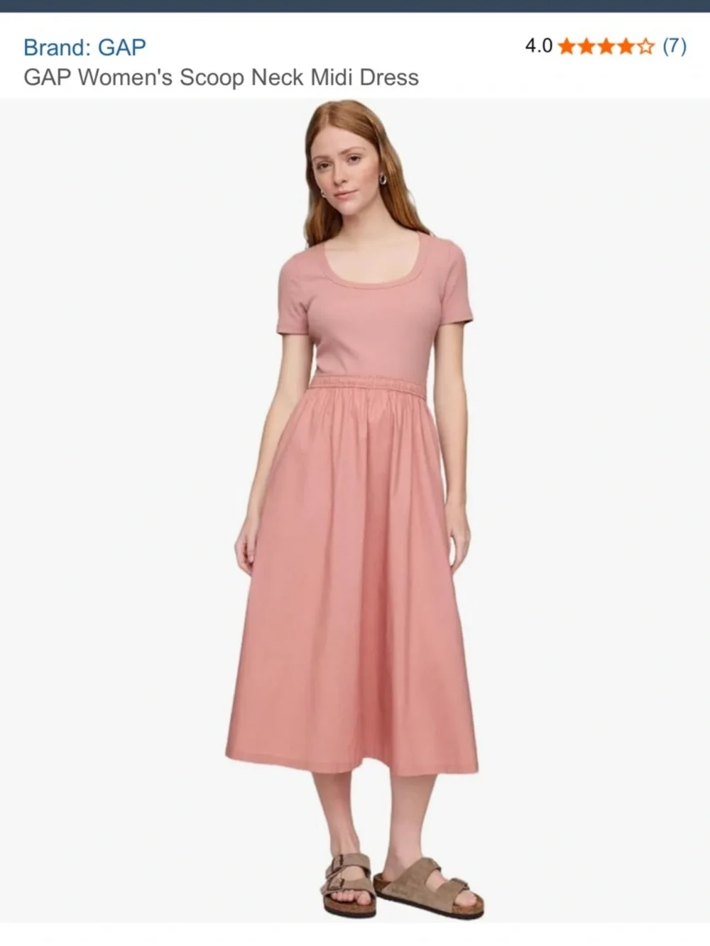 GAP Scoop Neck Midi Dress in Dusty Rose Size M , L NWT - Picture 1 of 6